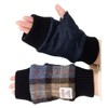 Sleeping Sheep Harris Tweed Mitaine Fingerless Gloves, Boa Back, Herringbone,