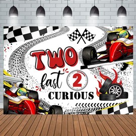 Aperturee 5x3ft Red Race Car Happy Birthday Backdrop Two Fast 2nd Birthday Decorations Exciting Game Checkered Flag Racing Party Photo Background for Boys Kids Birthday Party Supplies