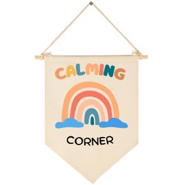 Calming Corner Decor-Coping Techniques Wall Art for Kids-Calm Down Skills-Classroom Management Sign-Flag Decor Gift for Kids Boys Girls - Banner Wall Sign Gifts for Classroom