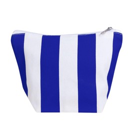 Recycled Cotton Striped Toiletry Bag, 220 g, 22.5 x 10 x 17 cm, Summer Design, Toiletry Bag for Beach and Cosmetics, Available in Blue, Beige and Yellow, Royal Blue, Summertime