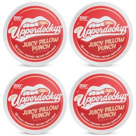 Upperdeckys, Juicy Pillow Punch Caffeine Energy Pouches - Free Replacement/Alternative for Focus and Energy - Sugar Free Pouches, Made in the USA & Delicious Flavor (4-Pack, 200mg)