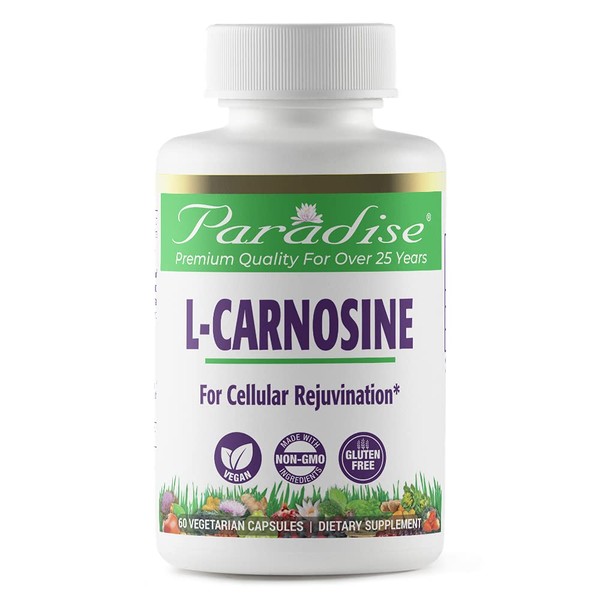 Paradise Herbs L-Carnosine Antioxidant, Vegan, Non GMO, Gluten Free, 60 Vegetarian Capsules