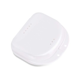 Annhua Perforated Denture Storage Box Dental Orthodontic Retainer Box Mouth Training White Denture Case Orthodontic Case Breathable with Holes Mouthpiece Case Denture Storage Case