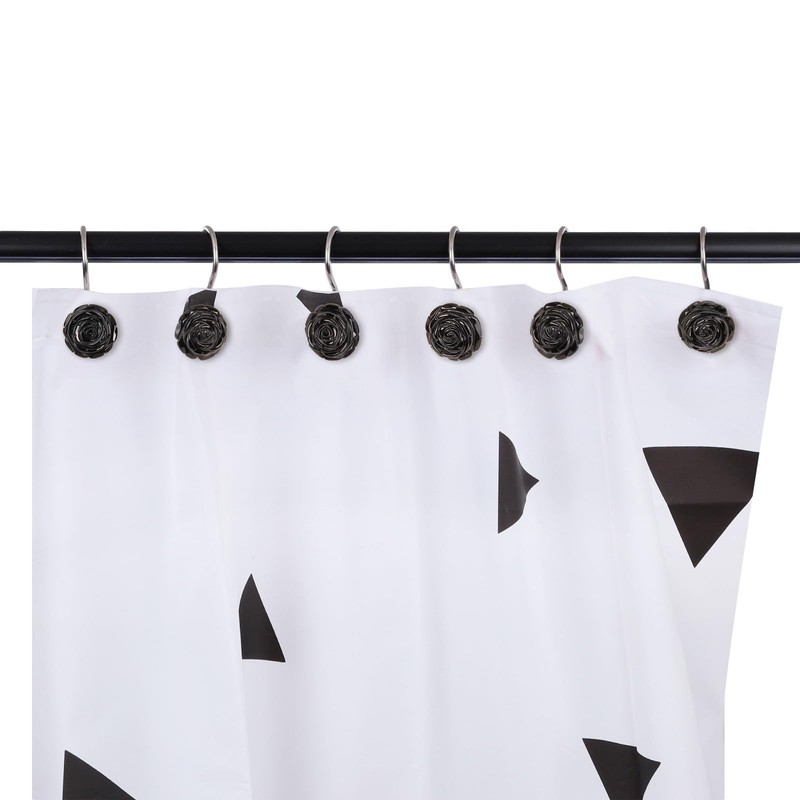 mookaitedecor Set of 4 Black Obsidian S-Shaped Shower Curtain Hooks,