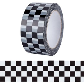 GOMAKERER 1 Roll Checked Flag Tape Checked Tape Racing Car Tape Printed Tape Black and White Tape Roll 100M for Scrapbooking DIY Crafts Box Decoration
