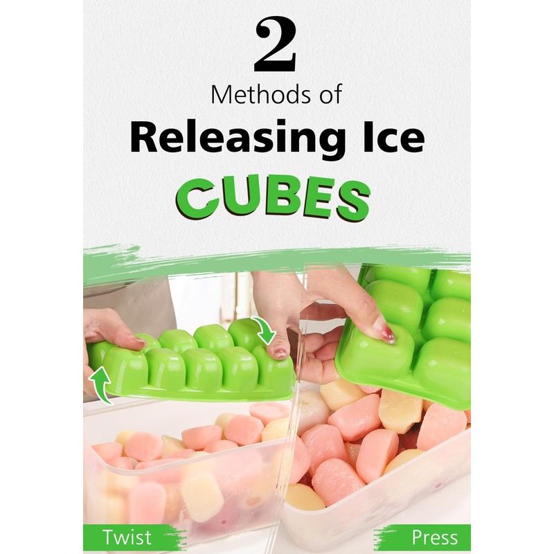 DOQAUS Ice Cube Tray with Lid and Bin - 4