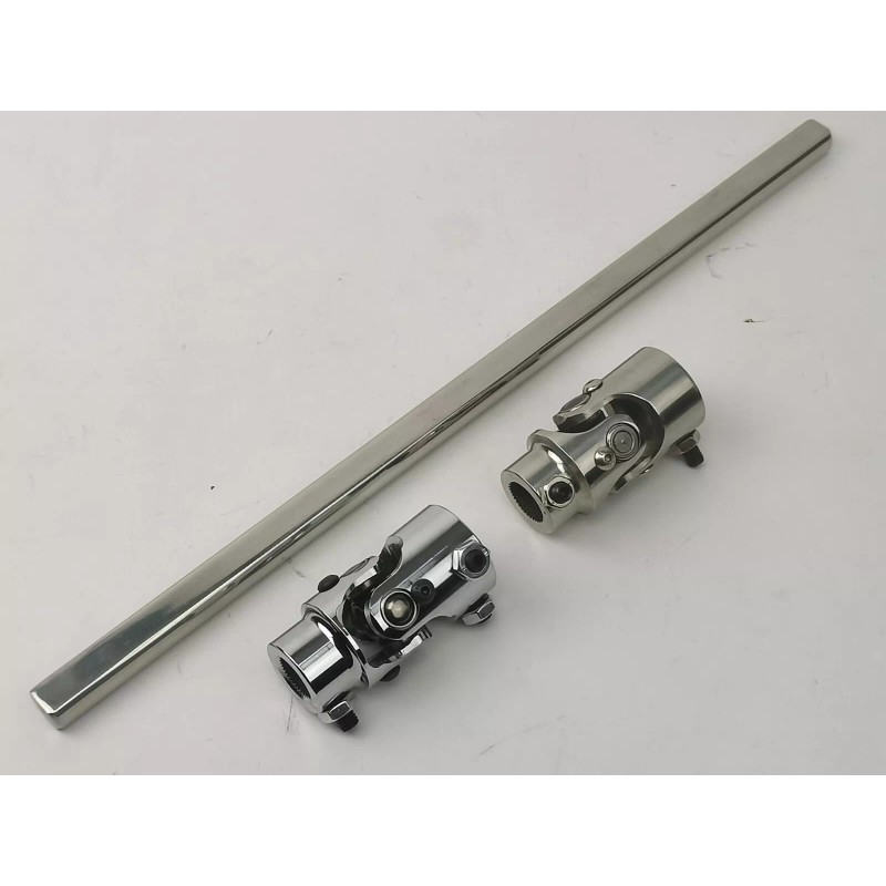 CNC 12" Polished Steering Shaft + 2 Chrome U Joints