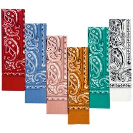 EVERY-VILLE Where EVERYone is Welcome 6 Pack Red Blue Pink Orange Teal White Bandana for Women Men Gift Packaging - 55x55cm - Cowgirl Cowboy Motorbike Accessories Scarf Headband Neckerchief