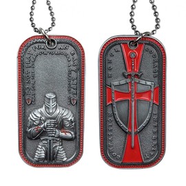 BHealthLife Knights Templar Challenge Coin Religious Dog Tag Pendant Necklace Red Cross Commemorative Gift