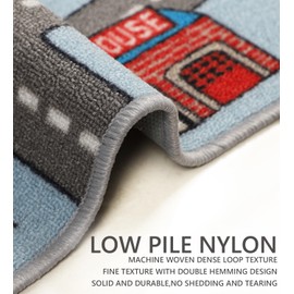 Kids Rug 6'6" x 5'0" City Life Playmat Area Rug Car City Map Washable Traffic Road Educational Learning Nursery Rug Carpet for Children Playroom Living Room Bedroom Classroom Decor Blue