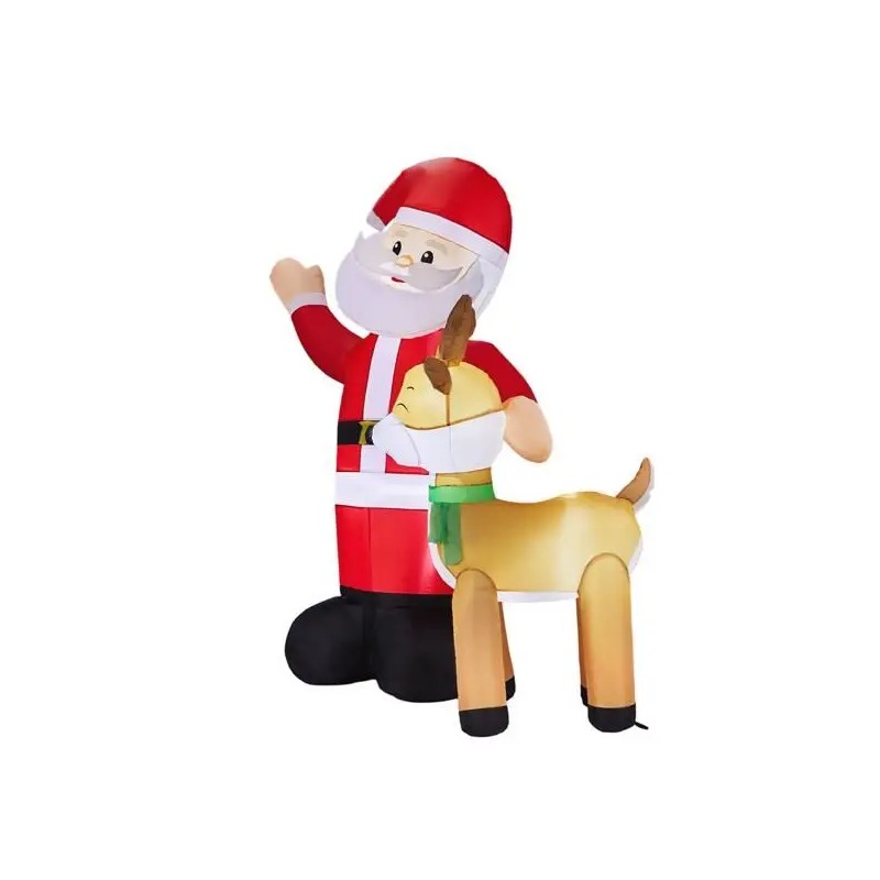 6.3FT Lighted Christmas LED Inflatable Decoration Funny Santa Reindeer Yard