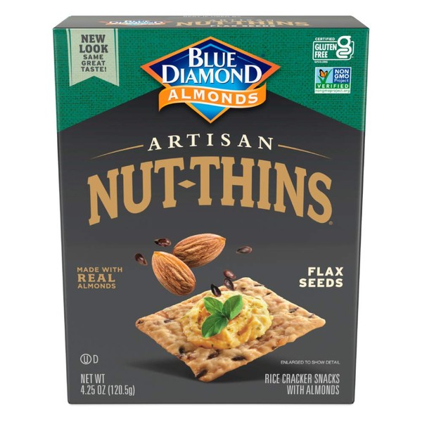 Blue Diamond Almonds Artisan Nut Thins Cracker Crisps, Flax Seeds, 4.25 Ounce (Pack of 12)