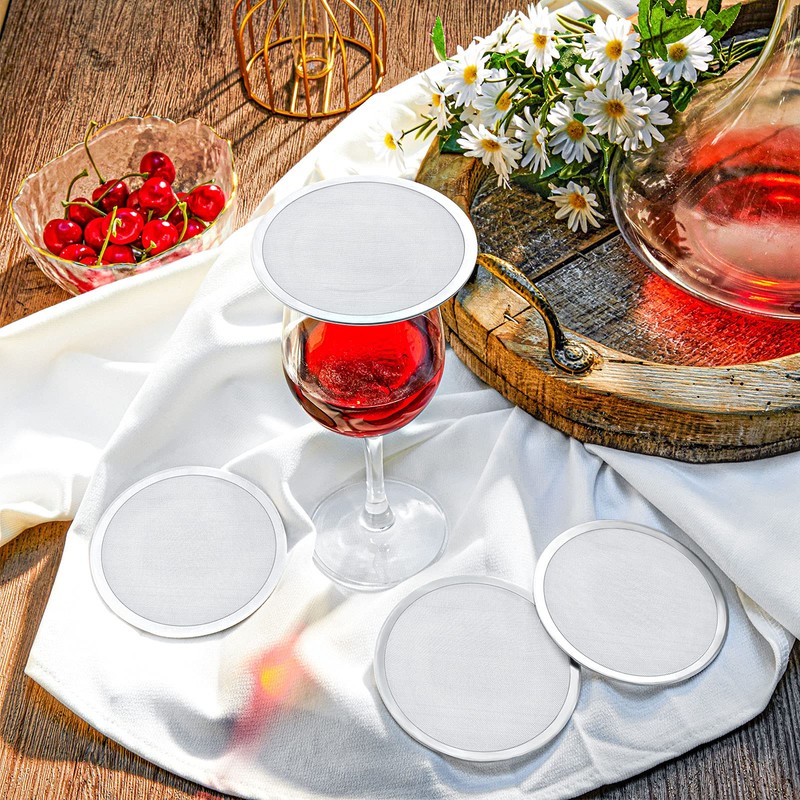 8 Pieces Stainless Steel Drink Covers Wine Glass Cover Mesh