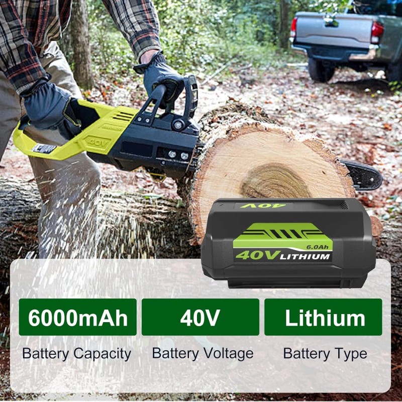 For RYOBI 40V 6.0Ah Battery For Ryobi 40 Volt Lithium