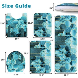 XLHOMO Bathroom Rug Set 5 Piece - Bathroom Rugs Set, Memory Foam Bath Mat, Non Slip Extra Soft Absorbent Washable for Bedroom, Kitchen, Dining Room and Living Room