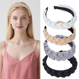 EXIPSAT 4er-Pack Breit Geflochtene Haarreifen Damen, Bequeme und Stylische Damenhaarreifen