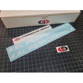 4.6L Performance Decals (2pk) Racing Hood Stickers for V8 Mustang GT 1999-2004 (Gloss Whiteout, 11.5" Overall Length)