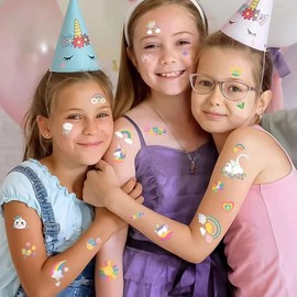 120Pcs Unicorn Temporary Tattoos, Rainbow Tattoos Birthday Party Favors Tattoo Decorations for Kids Girls Boys