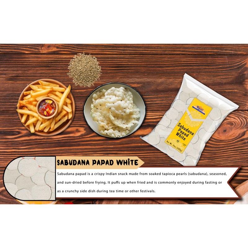 Rani Sabudana (Sago) Papad White 14oz (400g) ~ All Natural,