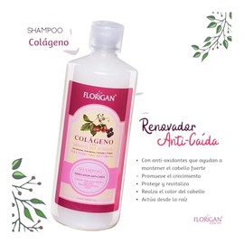 FLORIGAN Shampoo Renovador Anti-Caída de Colágeno con Frutos del Bosque 1000ml (3 Piezas)