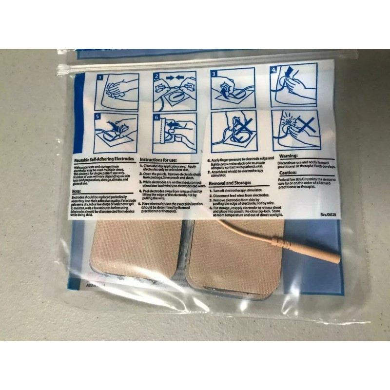 Pepin Rectangle Blue Gel Sensitive Skin Electrodes - 4/pack