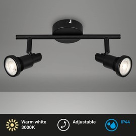 BRILONER Leuchten LED Ceiling Light Bathroom Adjustable LED Ceiling Light Bathroom IP44 Warm White Light Colour GU10 Black 275 x 80 x 123 cm (L x W x H)