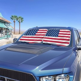 TSVAGA American Flag Car Windshield Sun Shade Foldable Car Cover Sunshade Protector for SUV,Sun Blocker Keep Interior Cool, Automotive Sun Screen Prevent Dashboard Fade