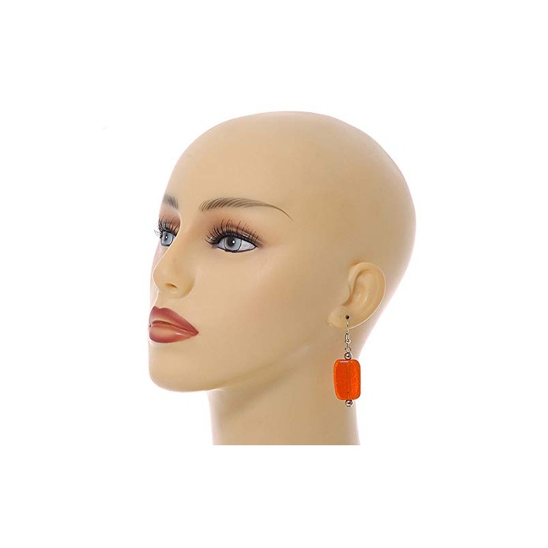 55mm Tall Orange Glass Square Drop Earrings