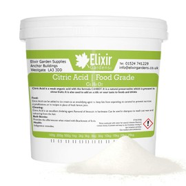 Elixir Citric Acid | 500g Tub | Anhydrous Fine | for Use with Bath Bombs, Cleaning, descaling, Preservative, Cooking, Nutrient, Elderflower, Food Grade | Available Quantities (from 500g to 25kg)