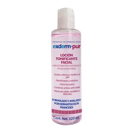 Exderm Pur Loción Tonificante Facial Antimanchas FPS 50 con Ácido Hialurónico y Extracto de Rosas Tratamiento para Poros Abiertos Melasma Paño 120 ml 