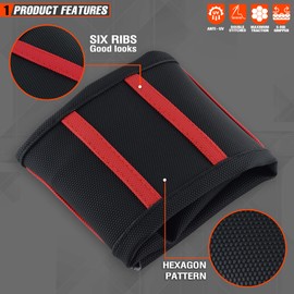 fewfuss Universial Dirt Bike Seat Cover - Soft Ribbed Rubber Seat Covers for Motorcross Enduro (Red)