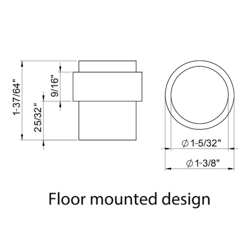 INOX DSIX02-32D Cylindrical Floor Mount Door Stop, Satin Stainless Steel