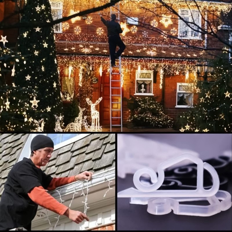 CRAZZYVALUE, 50 X Gutter Hanging Hooks/Clips for Outdoor Christmas Xmas