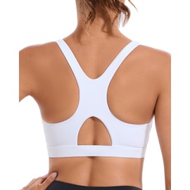 RUNNING GIRL Sports Bras for Women High Support,White Sports Bra with Molded Cup Yoga Workout Bra(3025_White_L)