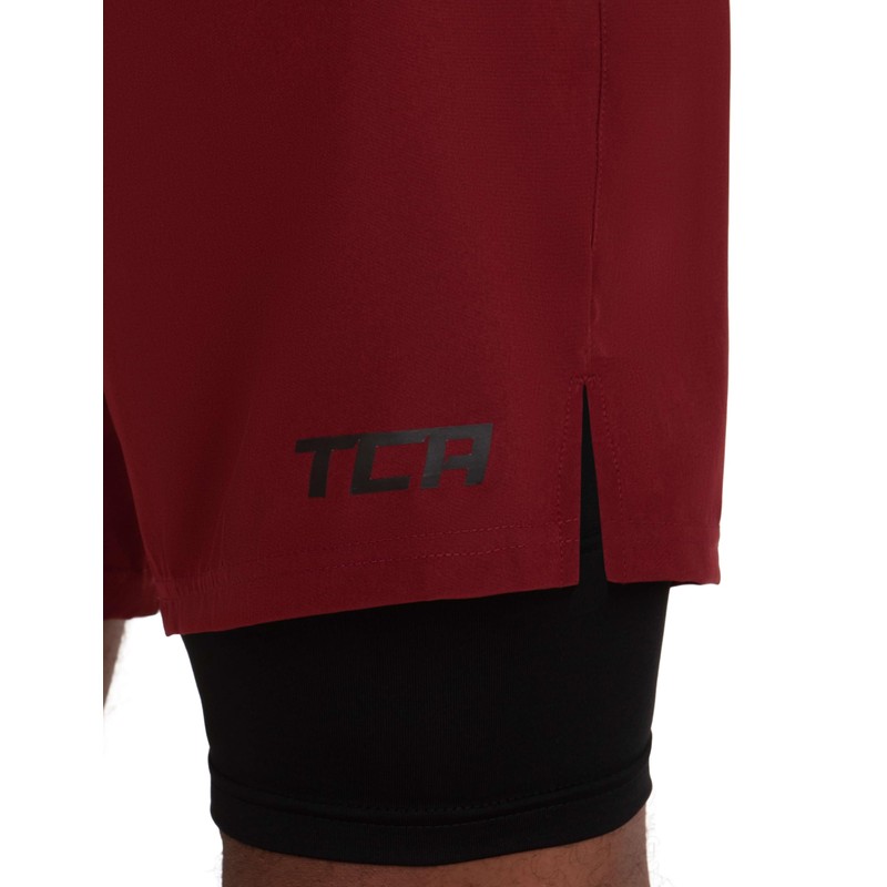 TCA Men's Ultra Running Shorts, 2-in-1 with Inner Compression Shorts