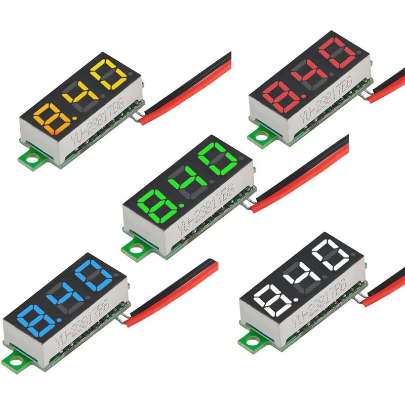 Greluma Pack of 5 0.28 Inch Mini Digital DC Voltmeter,