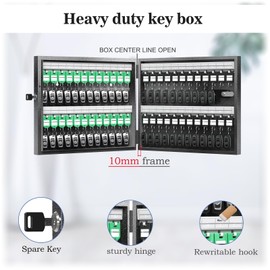 WeHere Key Lock Box Wall Mount, 48 Key Cabinet Security Combination Lockbox with Key Tags, Digital Code Heavy Duty Key Organizer Storage,Key Management for Garage,Office,Holtel,School,Store