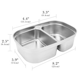 Linkidea 304 Stainless Steel Electric Lunch Box Inner Container, 2 Compartments Removable Reusable Tray, 1.2L Food Replace Container Compatible with 1.5L SOHIDA Electric Lunch Box (Silver)
