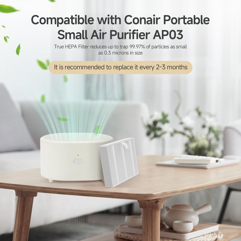 Harebery AP03 Replacement Filter, Compatible with Conair Portable Small Air