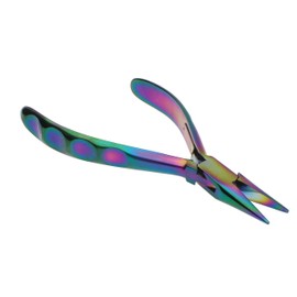 The Beadsmith Chroma Series Chain Nose Pliers, 5.5 inches (140mm), Stainless-Steel Head, Rainbow Titanium Coating, Contoured Comfort Grip Handle and Double-Leaf Spring, Tool for Jewelry Making