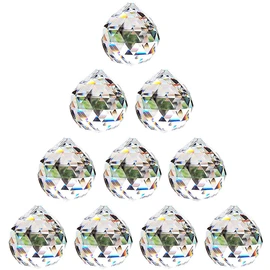 NUPTIO 30 mm Clear Crystal Ball Prism - Pack of 10 Hanging Pendant Suncatcher for Ceiling Lights, Feng Shui, Home for Wedding, Office Decorations