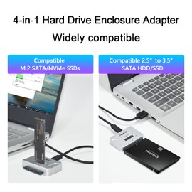 M.2 SATA/NVMe to USB Docking Station,Hard Drive Reader Adapter, External M.2 SSD Enclosure for M.2 PCIe NVMe and SATA SSDs, Compatible with SATA III HDD/SSD (M.2 Dock or SATA Adapter)