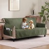 Quilted Olive Green Sofa Slipcovers with Pockets, Anti-Slip Medallion Couch