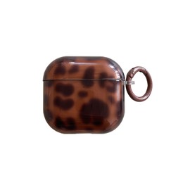 Brown Tortoise Shell Clear Case for Airpods 4 with Lock,Retro Amber Turtle Stylish Pattern Cool Girl Kawaii Slim Protective Cover for Airpod 4th Gen