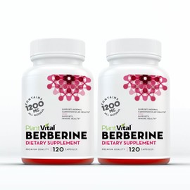Plantvital Berberine 1200mg (2 caps) Non-GMO Supplement for Immunity Support and Normal Cardiovascular Health - 240 Count, Vegan, and Made in The USA
