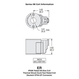 HydraForce 4303612 Solenoid Valve, Deutsche Connector, 12v DC, 08 Series