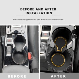 MARCHFA Rubber Mats for 208 2008 E208 E2008 2020 2021 2022 2023 2024 2025 Anti-Dust Non-Slip Mat for Drink Holder, Door Groove, Armrest Box (Yellow)