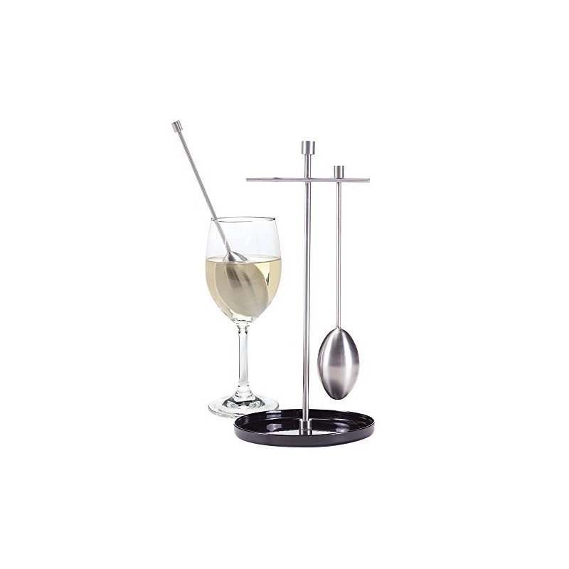Oenophilia Oeno Ice Chilling Wand Set with Stand, Silver