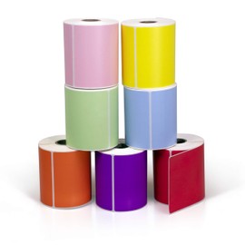 4" X 6" Direct Thermal Perforated Stickers Labels for Shipping Labels, Inventory, and Color Coding - Compatible with Zebra, Rollo, Godex and More (Rainbow Pack, 7 Rolls)