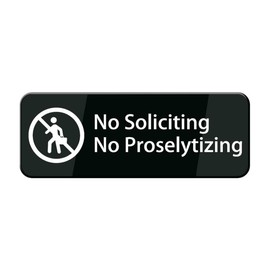 WWV No Soliciting No Proselytizing Sign W/Adhesive Back - Durable And Wipe Clean Plastic Sign - 10""X3"" Business Restaurant Signage For Customer Entry Areas